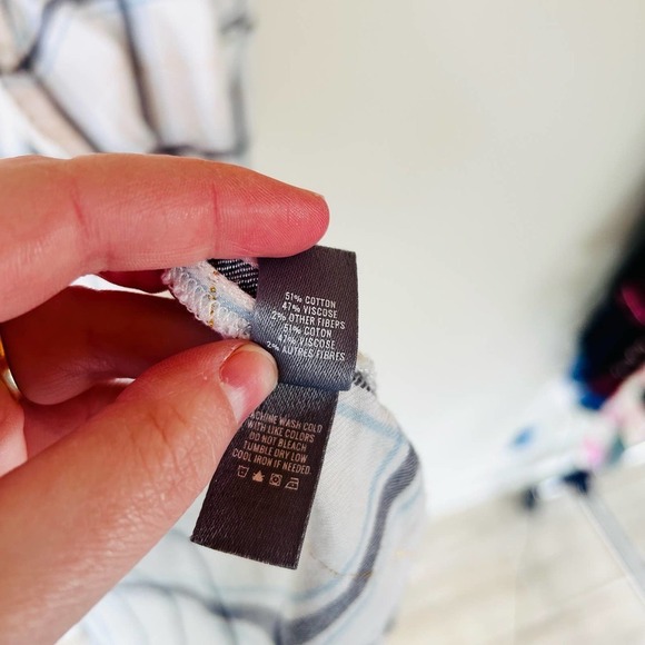 Aerie S white blue gold plaid tunic length button down brushed soft flannel top - Picture 5 of 6